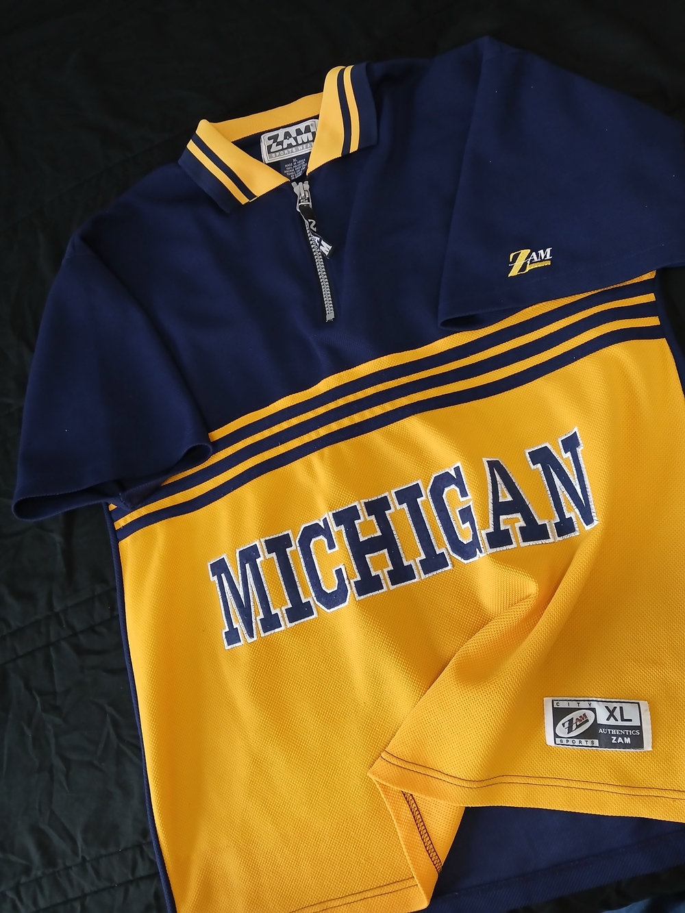 Zam Athletics Michigan Polo Jersey in Navy & Gold